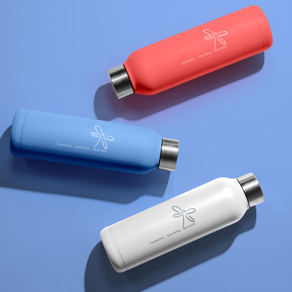 Minimalistic Gratitude Water Bottle - Dragonfly