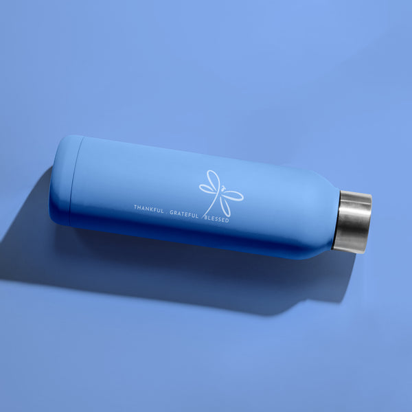 Minimalistic Gratitude Water Bottle - Dragonfly